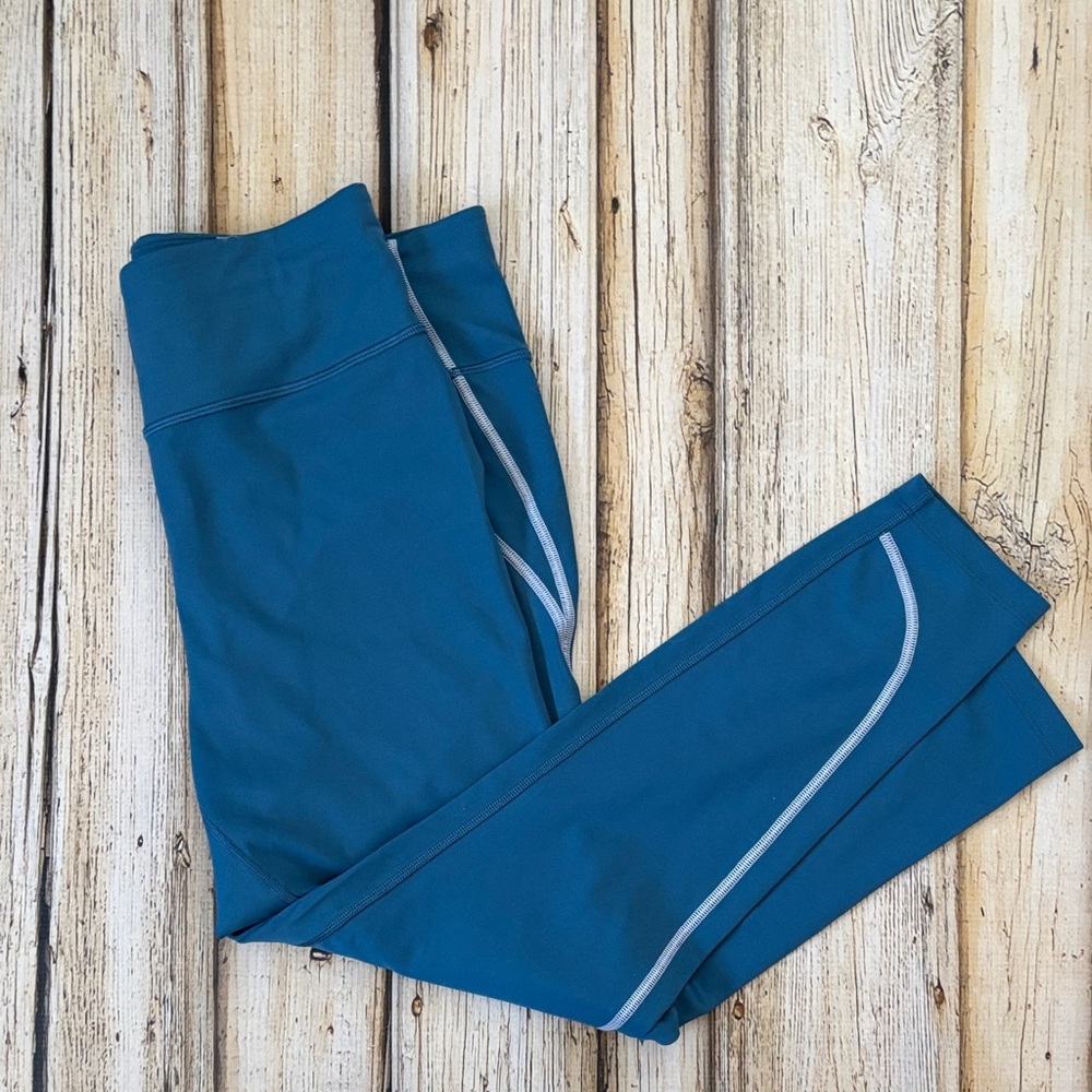 Peloton Blue Leggings with White Accents